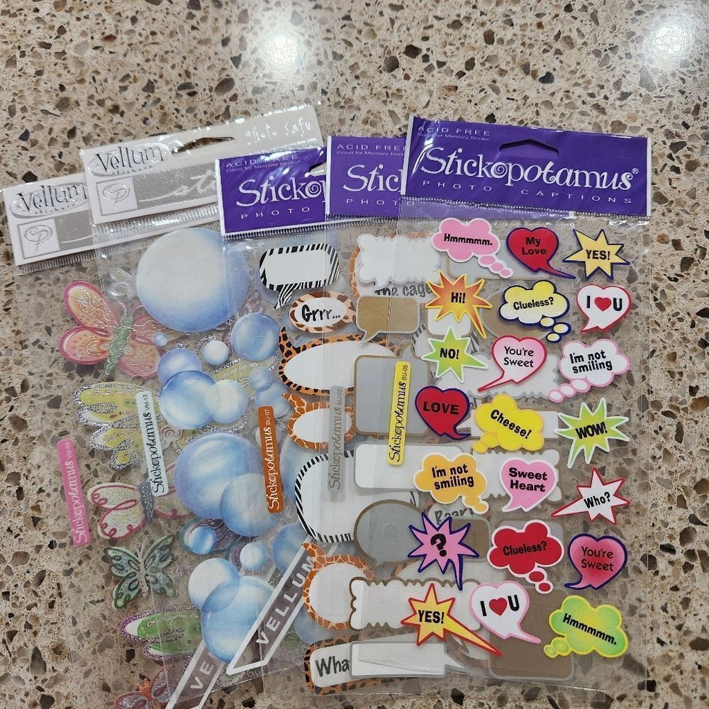 Stickopotamus Sticker Bundle Photo Captions and Vellum Sticker Sheets NEW